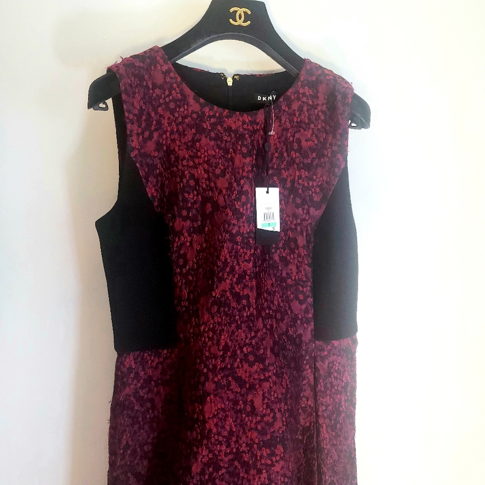 $210 DKNY New Jacquard Floral Fit Flare Sleeveless - Picture 12 of 16
